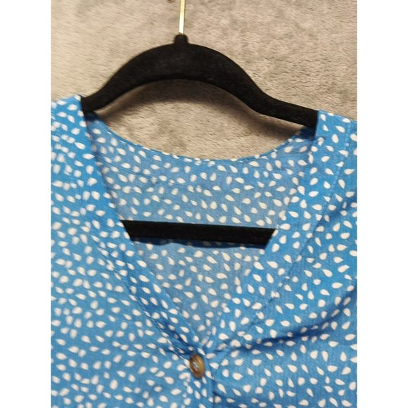 Women Mini Dress Dropped Waist V-neck Button Front Closure US SIZE 10 - Picture 5 of 14